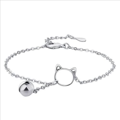 Everoyal New Arrival Girls 925 Sterling Silver Bracelets For Women Jewelry Cute Cat Bell Bracelet Female Party Accessories Lady