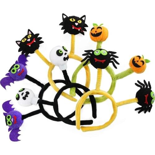 Halloween Pumpkin Bat Spider Cat Skeleton Design Headbands 5pcs Kids Party Dress Up