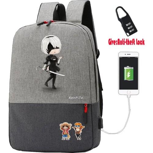 Game NieR:Automata Backpack teenagers Travel backpack Anti-theft USB Charging women men Laptop backpack student book Bags