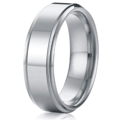 Classic 8mm white gold color custom pure titanium steel men rings wedding band anel masculino