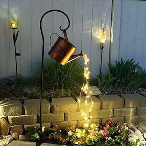 Creative 1 Set Watering Can Decor Well-design Delicate Copper Wire Battery-operated LED Lamp Watering Can Decor For Home Garden