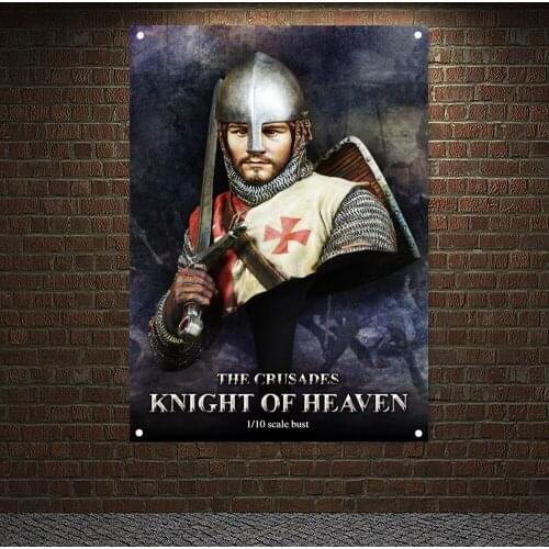 Masonic Flag Knight Templar Order Posters Vintage Print Painting Medieval Warrior Armor Banner Polyester Hanging Cloth Sticker 5