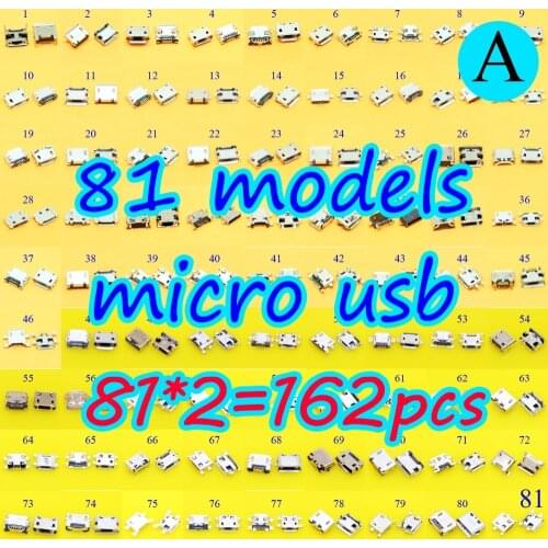 81Model 162pc Micro USB 5Pin jack tail,Mini Micro Usb Connector v8 port charging socket for Samsung Lenovo Huawei ZTE HTC ect