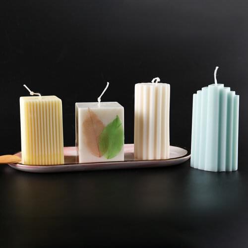 Multi-style Geometry Acrylic Candle Molds Striped Roman Column Shape Candle Silicone Mould for Candle Making Form Cylinder Mold