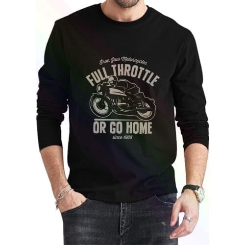 Cafe Racer Full Throttle motorcycle Logo ClassicT-Shirt 2021Newest Summer Mens Long Sleeve Popular Tees Shirt Tops Novel Unisex