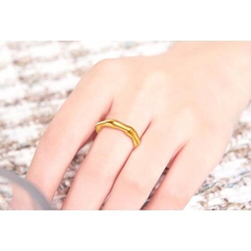 New Pure 24K Yellow gold Bamboo Ring Band Us size 5