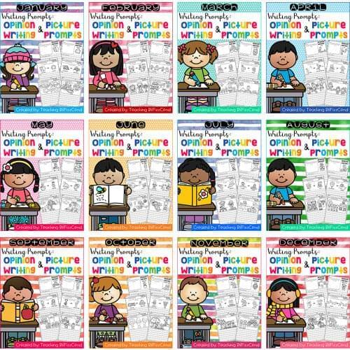 All Year 12 Months Writing Prompts Opinion In English Language Arts, Creative Writing Worksheets Workbook 1st Grade Learning