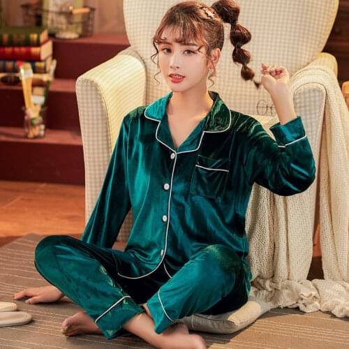 3XL 4XL 5XL Plus Size Winter Velvet Pajamas Set Womens Home Clothes Solid Warm Bridesmaid Gift Korean Cardigan Ladies Pyjamas