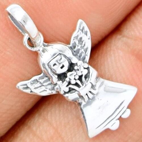 Guarantee Plain 925 Sterling Silver Guardian Angel Pendant, 25mm, 1.9 g, SPJ2042