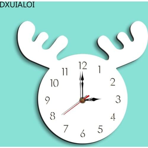 Carved Deer Wall Watch Clock home living room decoration accessories modern design Wooden Clock Mural Office Table