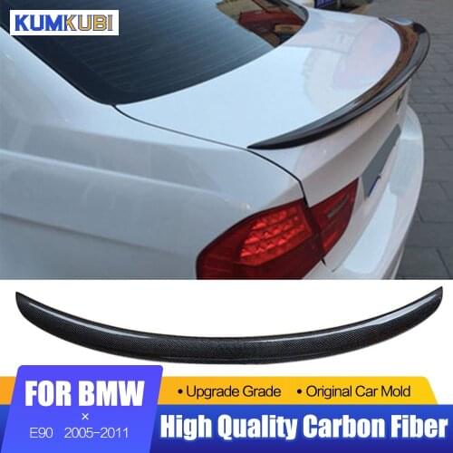 For BMW E90 M3 318i 320i 325i 330i Spoiler 2005-2011 E90 sedan P Style Real Carbon Fiber Rear Roof Spoiler Trunk Lip Boot Wing