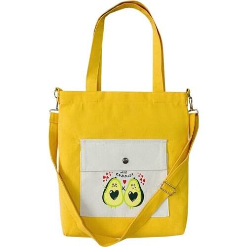 Canvas Capacity Women Shoulder Bag Cotton Tote Shopper Bag Eco Reusable Travelling bag Cloth Messenger Bag Printing Avocado