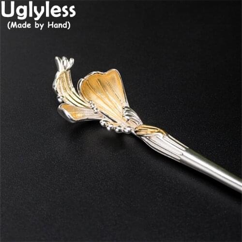 Uglyless China Chic LOVE Gifts Hair Jewelry for Women Creative Design Mountain Wave Hair Sticks Real 925 Silver Hairwear Ethnic