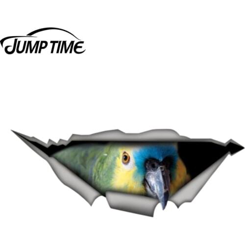 Jump Time 13cm x 4.8cm Amazon parrot Sticker Torn Metal Bumper Decal Funny Car Stickers Window Trunk Animal 3D Car Styling