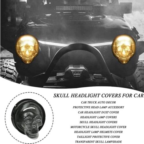 Car Headlight Protective Cover Universal Punk Decor Skull Headlight Covers For 5.75/7inch Motorcycle/Car Headlight Bulb As Gifts