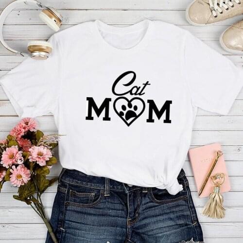 T-shirts Women Cat Love Paw Mom Cute 90s Pet Clothing Spring Summer Tshirt Top Lady Stylish 2021 Print Clothes Tee T-Shirt