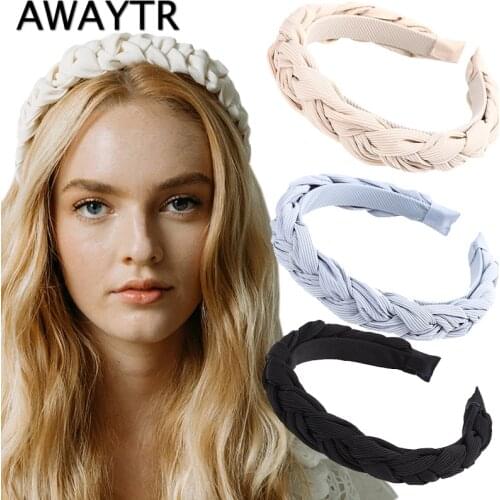 AWAYTR Hair Accessories Twist Braid Headband Bezel Korean Twists Hairband Women Elegant Hair Hoop Hair Bands Headdress