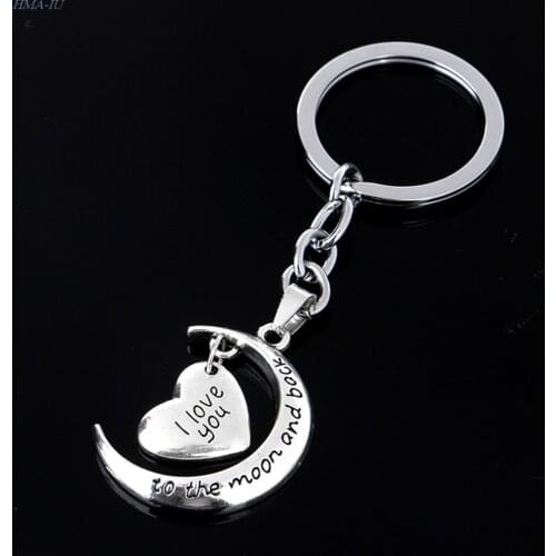 1Pc I Love You To The Moon And Back Keychain Key Ring Moon And Heart Key Chains CarGifts For Women Hot Sale