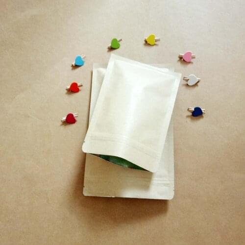 100pcs Brown Flat Aluminum Kraft Paper Bags For Gifts/Wedding/Candy/Tea/Food Kraft Bags Crafts No Stand Up Ziplock Packing Bag