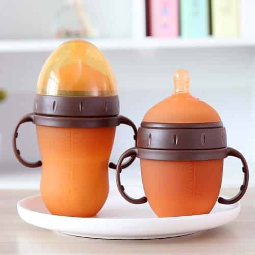 180ML 270ML Baby Silicone Milk Feeding Bottle BPA Free Wide Mouth Anti-fall Bottle Soft Baby Larger Feeding Bottle