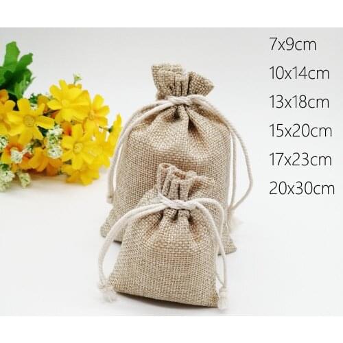 300pcs Jute Linen Bag For Jewelry Display Drawstring Pouch Gift Box Packaging Bags For Gift Bag Wedding/Christmas Burlap Bag Diy