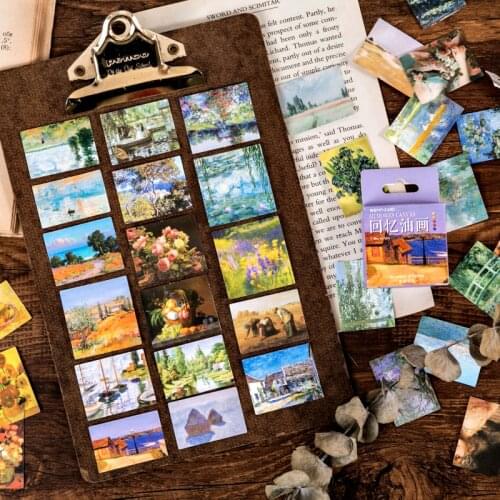 45pcs Memories Canvas Stickers Set Vintage Masterpiece Painting Art Gallery Note Sticker DIY Post Paste Decoration Gift A6338