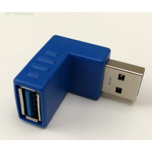 50Pcs/lot Up Right Angle USB 3.0 Adapter Angle 90 Degree USB 2.0 A Male Female Adapter Connecter For Laptop PC Blue