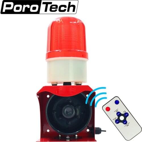 SF-533 Industrial Horn Siren Emergency Sound and Light Alarm Red LED Flashing Strobe Warning Light with Remote Control 12V 24V