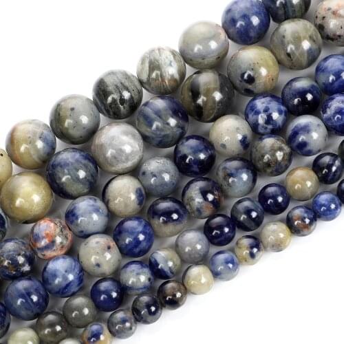 Natural Stone Beads Imported blue pattern Beads For Jewelry Making Bracelet DIY Accessories Needlework Strand 6-10MM