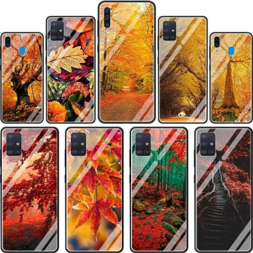 Leaves Maple Leaf Autumn Glass Phone Case for Samsung Galaxy A51 A71 5G A50 A70 A31 A21s M31 A30 A91 A41 M51 M30s A40 Cover
