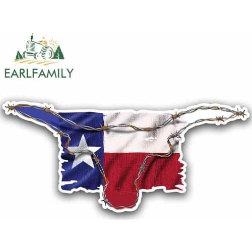 EARLFAMILY 13cm x 5.7cm for Texas Flag TX Longhorn Cartoon Funny Car Stickers Vinyl Sunscreen RV VAN Fine Decal JDM Accessories