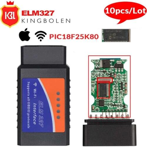 10pcs/lot ELM327 V1.5 Wifi OBD2 Auto Diagnostic Tool V1.5 Elm 327 PIC18F25K80 Chip OBDII for Android/IOS/Windows
