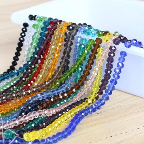 Wholesale Faceted Rondelle Beads 6/8/10mm Crystal Glass Loose Round Beads Chinese Beading Crafts Materials For Making Jewelery
