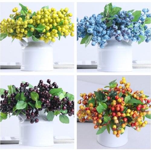 28cm Artificial Blueberry Flower Bouquet Desktop Decor Eco-friendly Home Decoration Simulation Berry Christmas Party DIY Flower