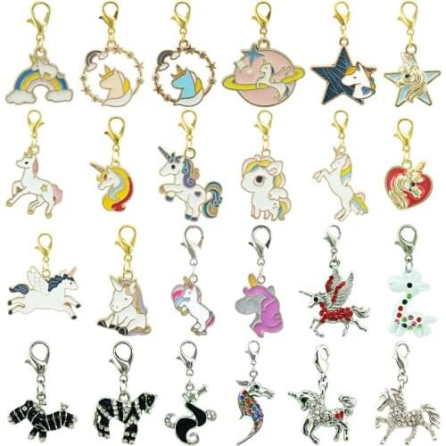 JINGLANG Wholesale Animal Lobster Clasp Charms White Rhinestone Black Enamel Zebra DIY Charms For Jewelry Making Accessories