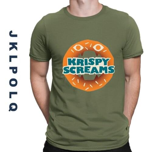 JKLPOLQ Summer Harajuku Oversized Men Women Funny T-Shirt Vintage Circle Krispy Screams Printing Casual Tees Eu Size XS-3XL