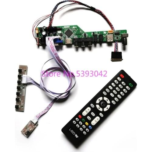 KIT fit LTN116AT01-201/401/801/A01/C01/F01/L01/P01/T01/W01 LVDS VGA+AV+USB 1366*768 Remote 40Pin LCD TV control drive board