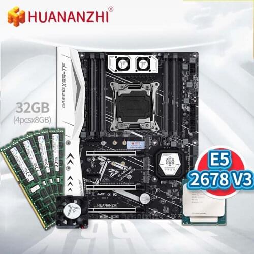 HUANANZHI X99 TF Motherboard with XEON E5 2678 V3 with 4*8G DDR3 RECC with MOS FAN Memory with Mos Fan Combo Kit Set