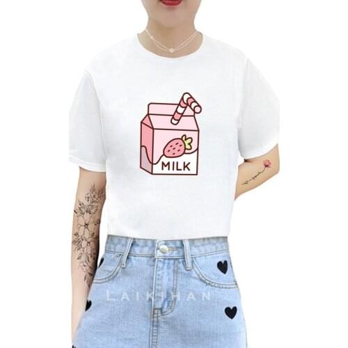Strawberry milk Women Print 90s Vogue Fashion Tops Tshirts T Clothes Shirt Womens Ladies Graphic Female Tee T-Shirt Clothing