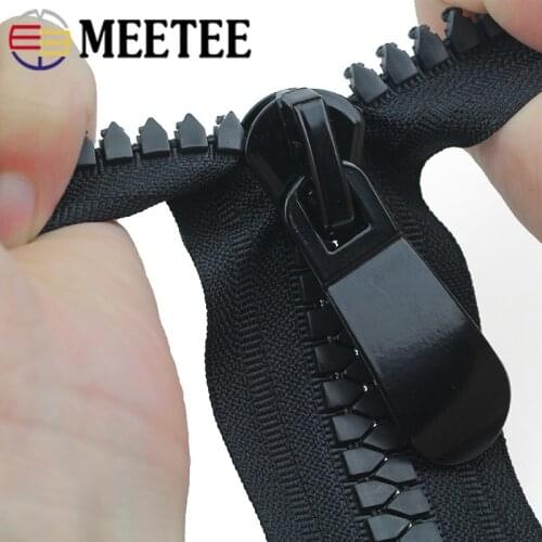 Meetee 15# 70cm Resin Zippers Double Slider Single Puller Open-end Auto Lock Long Zip for Jacket Outdoor Backpack Accessories