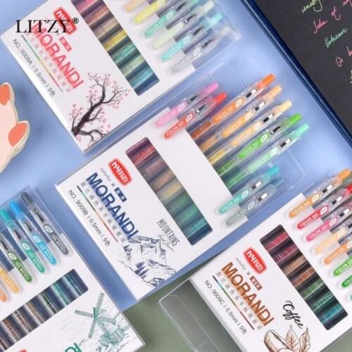 9 Pcs/lot Color Gel Pen Set 0.5mm Marker Pen Art Hook Line Pens for Student School Office Stationery Supplies