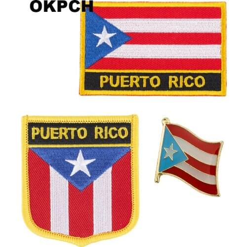 Puerto Rico flag patch badge 3pcs a Set Patches for Clothing DIY Decoration PT0239-3