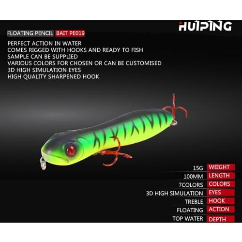 1pc 15g 100mm Top Water Floating Pencil Fishing Lure Swimbait
