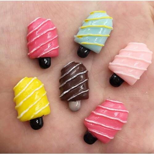 Resin Hand Painted mix Colorful Popsicle Flatback Cabochon stone Miniature ornament DIY scrapbook christmas Figurine craft