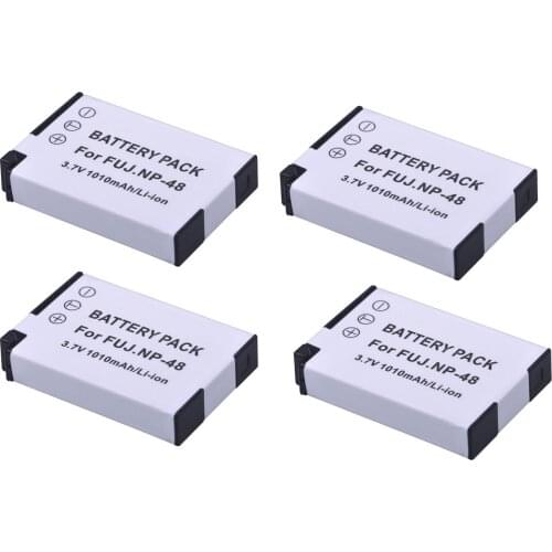 PowerTrust 4Pcs 3.7V 1010mAh NP-48 NP 48 NP48 Rechargeable Li-ion Battery for Fujifilm XQ1 and XQ2 Cameras