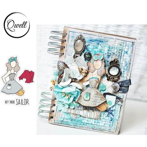 QWELL Clear Silicone Stamps Pretty Girl Shirt for DIY Scrapbooking Paper Craft Cards Album 6*8 inch New