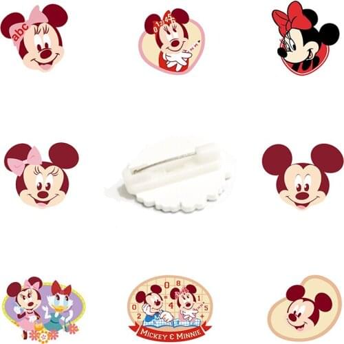 Disney Pink Mickey Minnie Head Brooch Mickey Mouse Jewelry Brooch Gifts For Friends Denim Shirt Badge Resin Brooch Jewelry