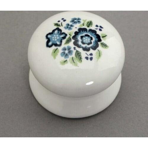 Drawer knob white and blue porcelain kitchen cabinet knobs rural ceramic dresser cupboard door pulls country side handles