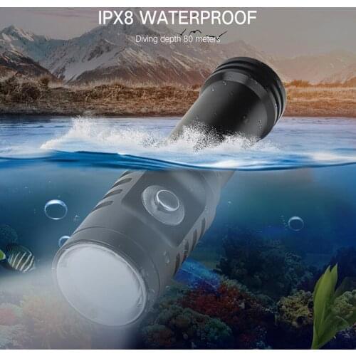 Diving LED Flashlight Dive 80 Meter XM-L2 LED 18650 Waterproof IPX8 Underwater Camping Lanterna Torch Lamp