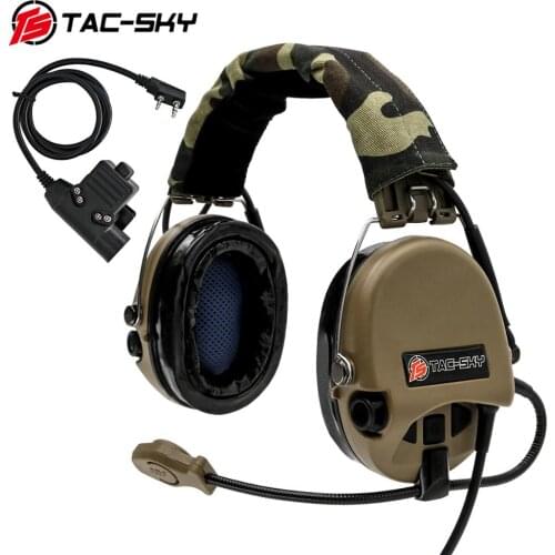 TAC-SKY Tactical Airsofte SORDIN Silicone Headphones Hunting Noise Reduction Shooting Headphones and Military Adapter U94 PTT DE